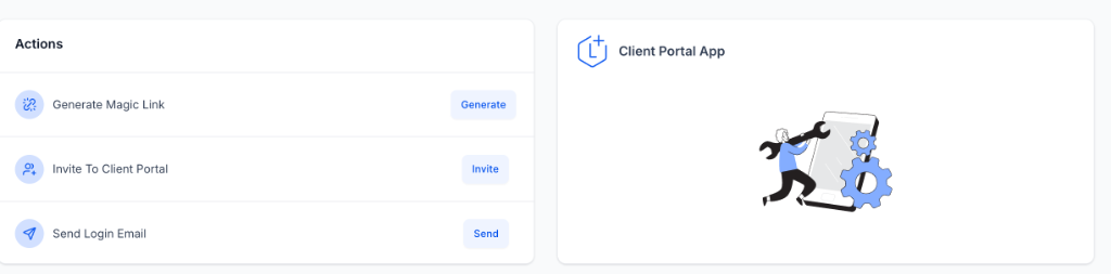 Client Portal Actions Dashboard