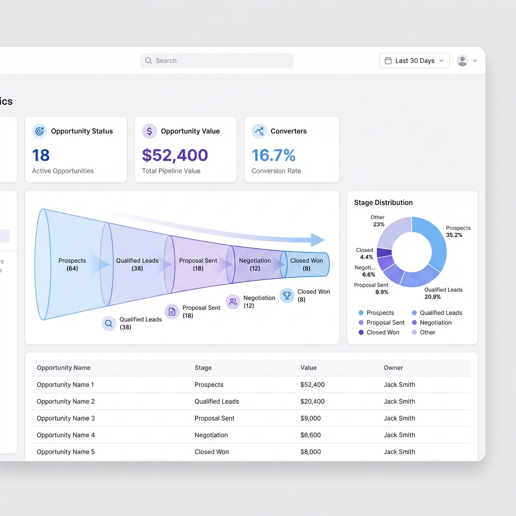 Dashboard Overview - Opportunity Status & Analytics